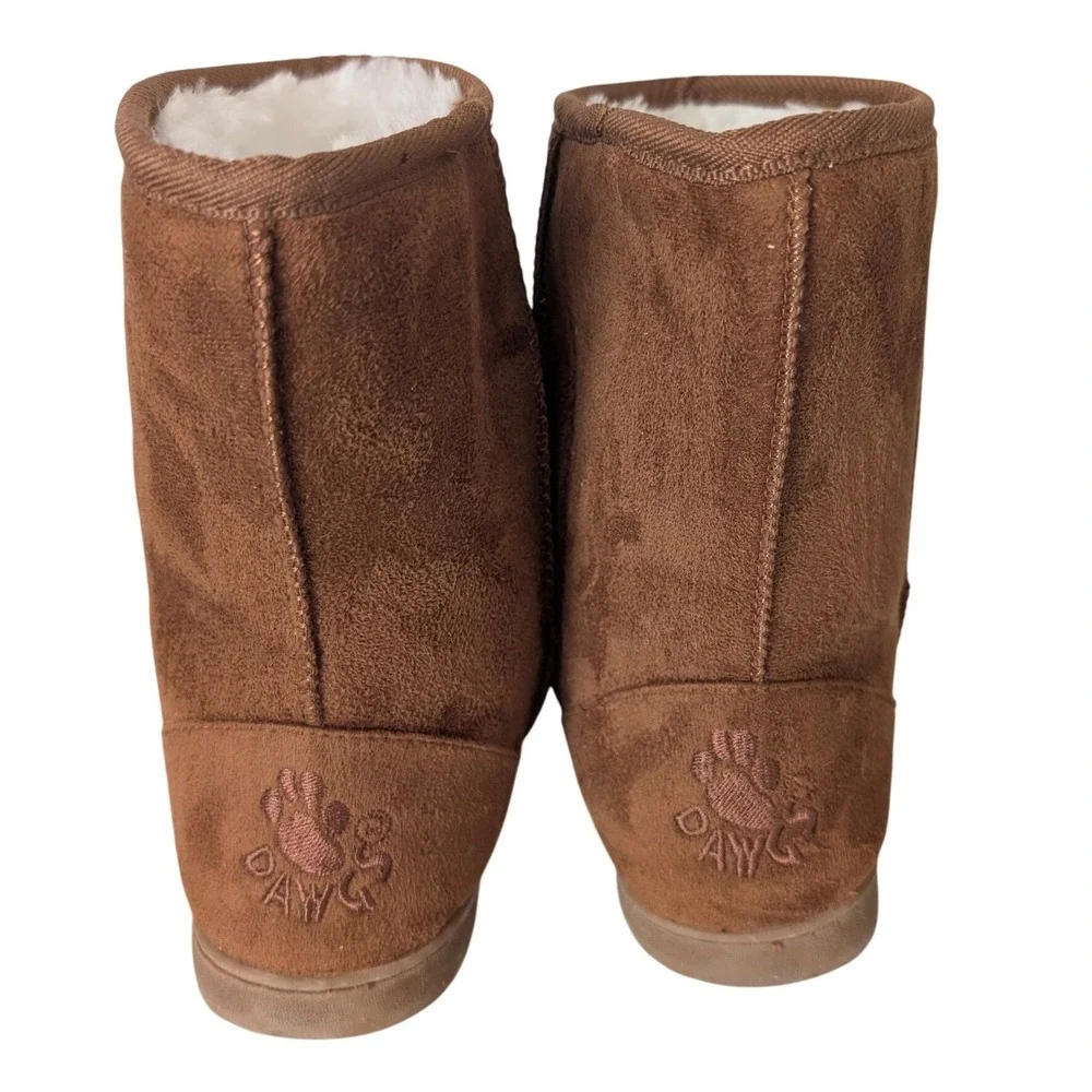 Cozy Faux Suede‎ Sherpa Lined Mid Calf Boots Women 9 Brown Comfort Cabincore